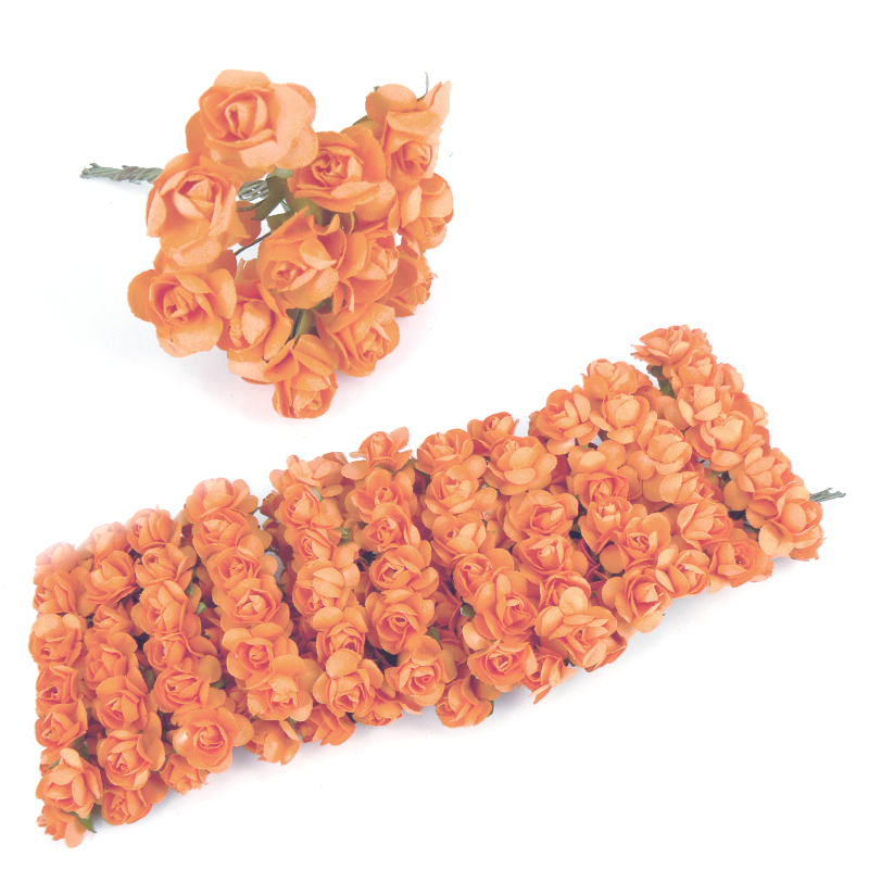 1cm Mini Roses - Tangerine  (12pk)